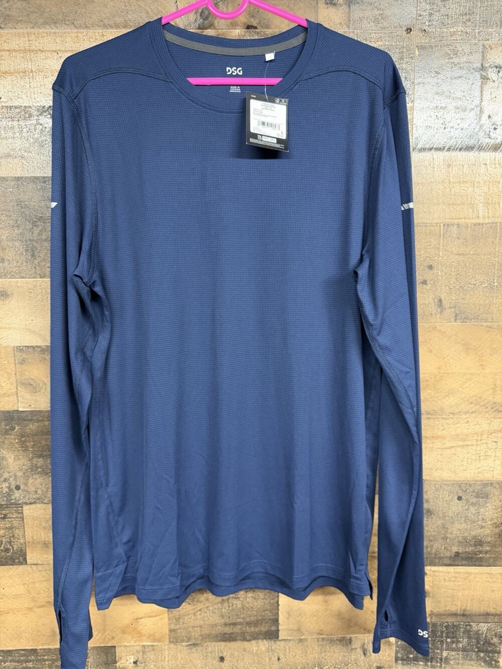 DSG Men’s M Stride Long Sleeve Run Tee Shirt Navy NWT SKU 096